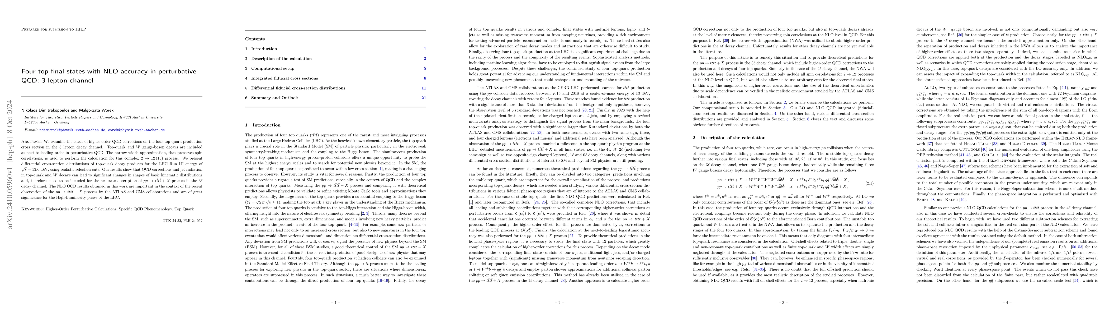 Thumbnail for Four top final states with NLO accuracy in perturbative QCD: 3 lepton
  channel