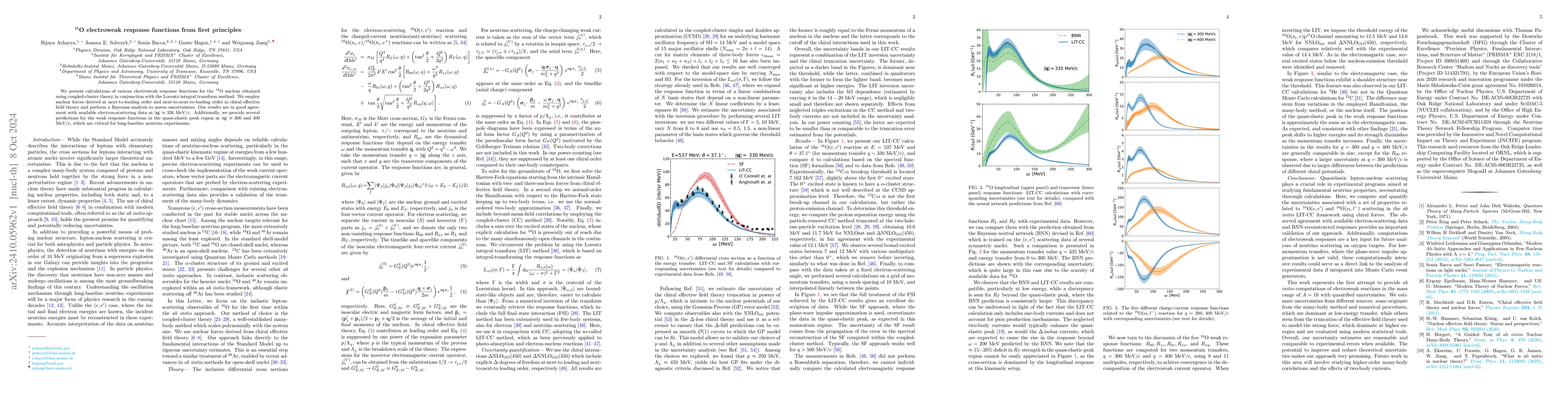 Thumbnail for 16O electroweak response functions from first principles