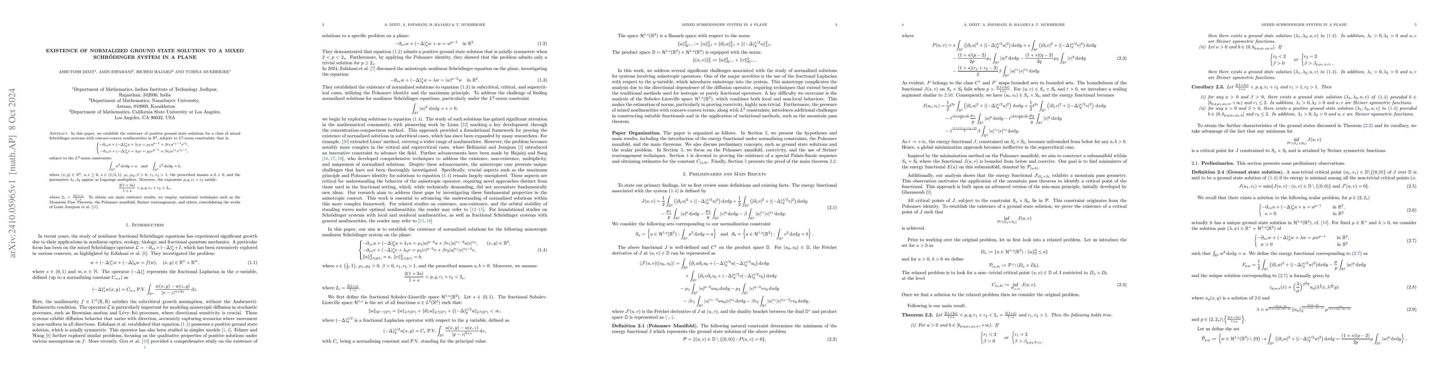 Thumbnail for Existence of normalized ground state solution to a mixed Schrödinger
  system in a plane