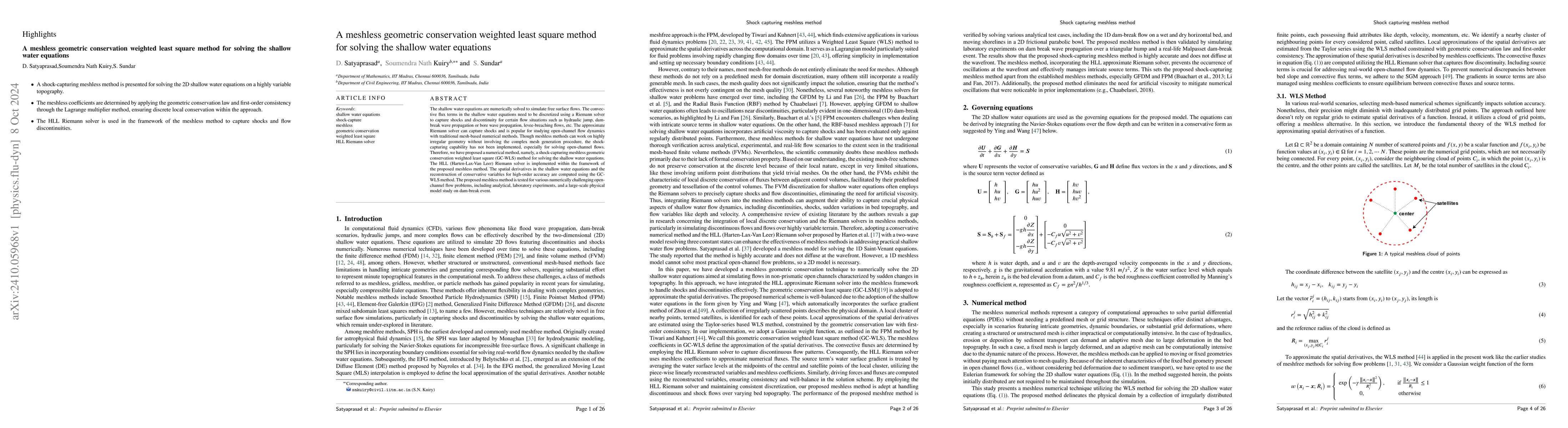 Thumbnail for A meshless geometric conservation weighted least square method for
  solving the shallow water equations