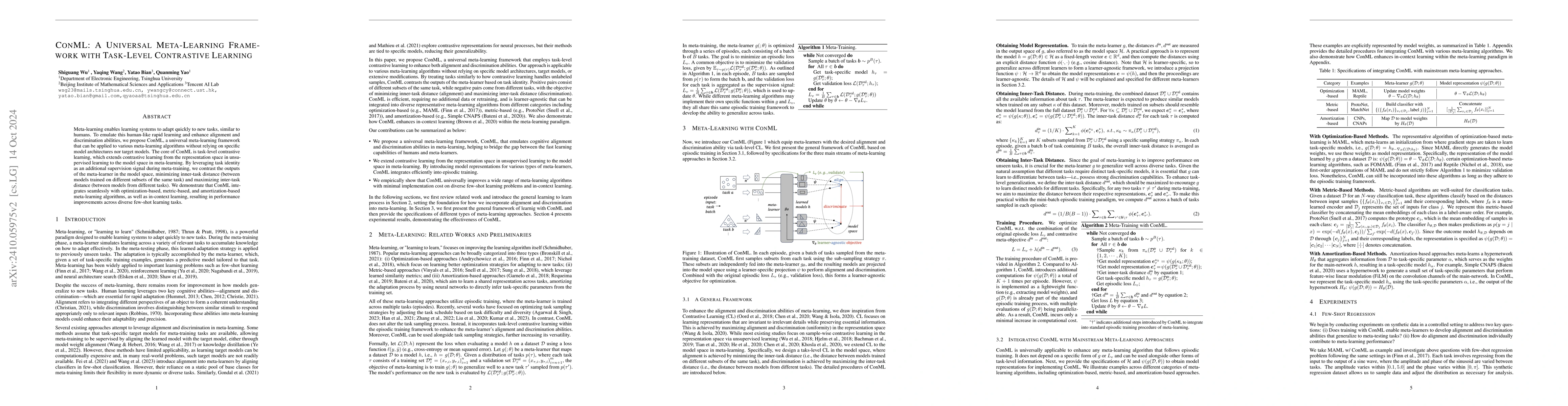 Thumbnail for ConML: A Universal Meta-Learning Framework with Task-Level Contrastive
  Learning