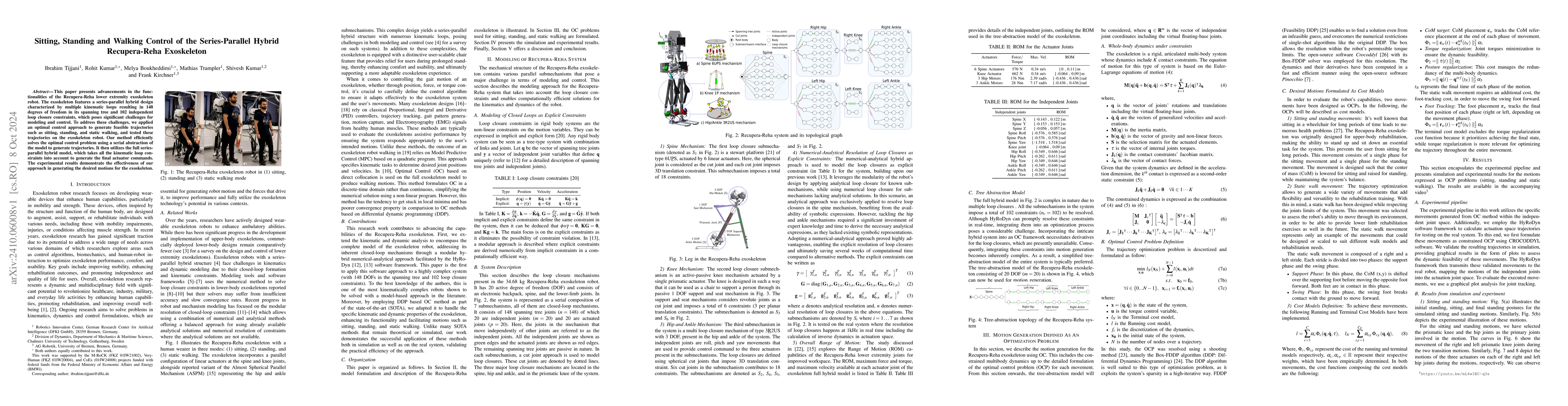 Thumbnail for Sitting, Standing and Walking Control of the Series-Parallel Hybrid
  Recupera-Reha Exoskeleton