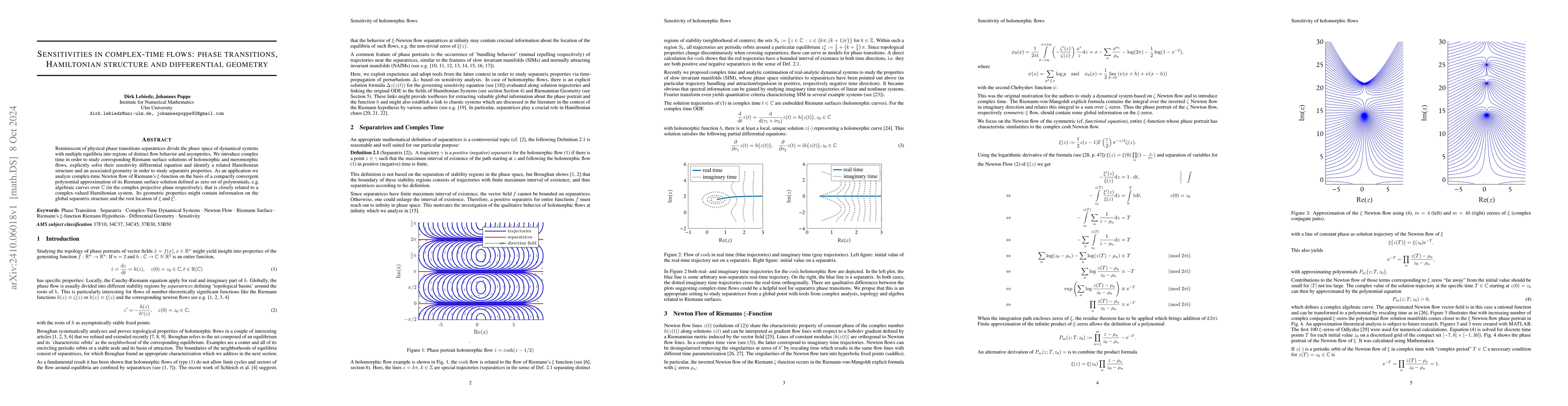 Thumbnail for Sensitivities in complex-time flows: phase transitions, Hamiltonian
  structure and differential geometry
