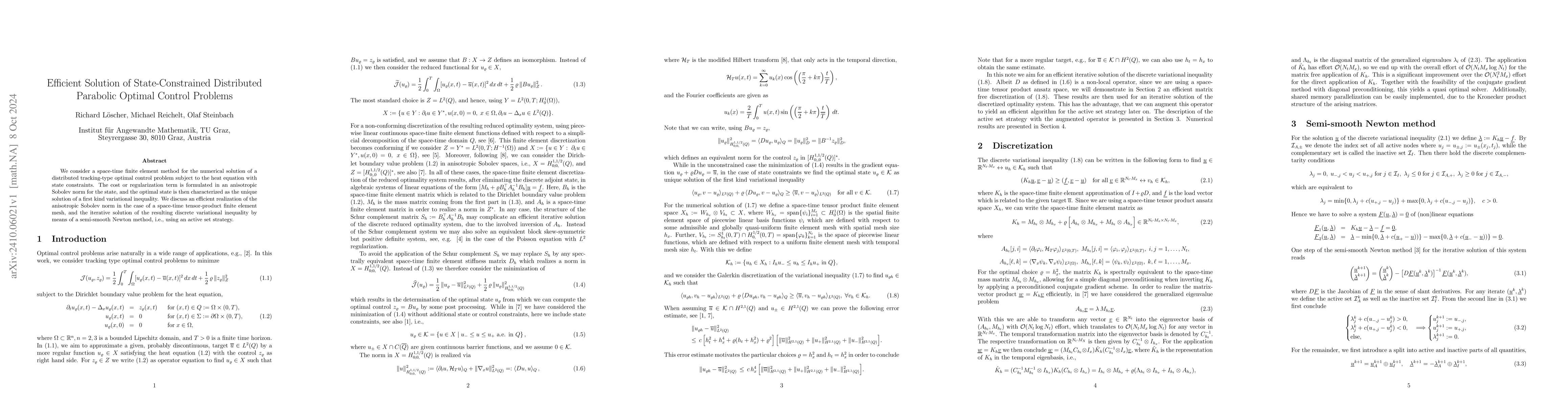 Thumbnail for Efficient Solution of State-Constrained Distributed Parabolic Optimal
  Control Problems