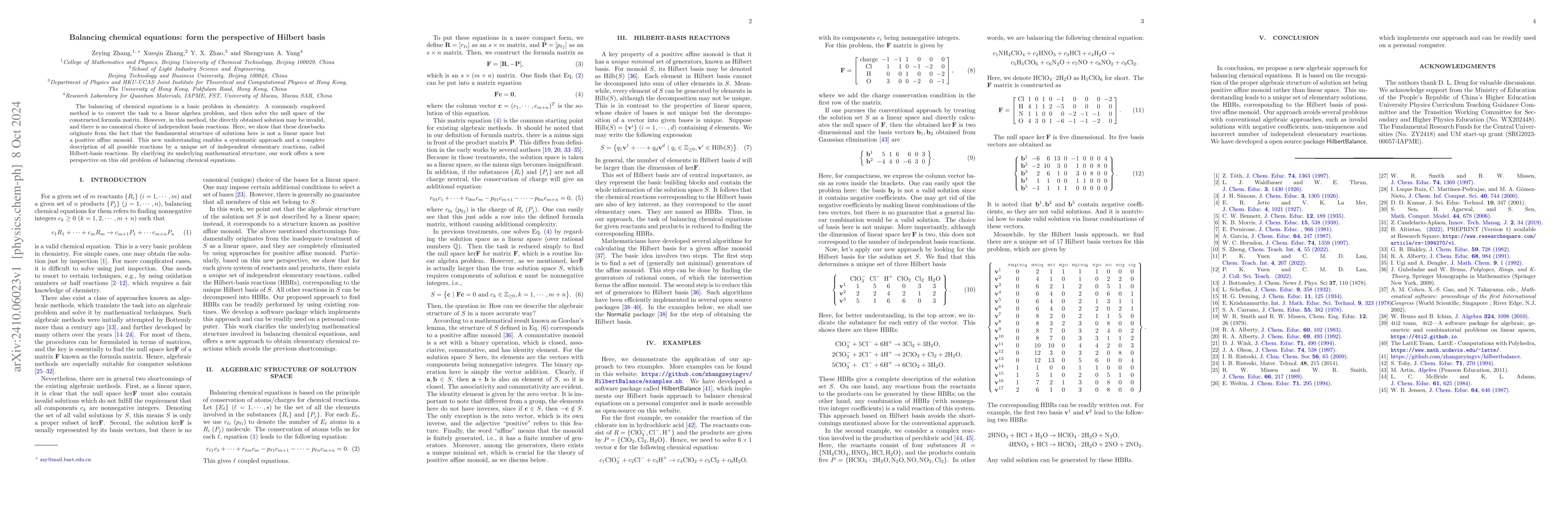 Thumbnail for Balancing chemical equations: form the perspective of Hilbert basis
