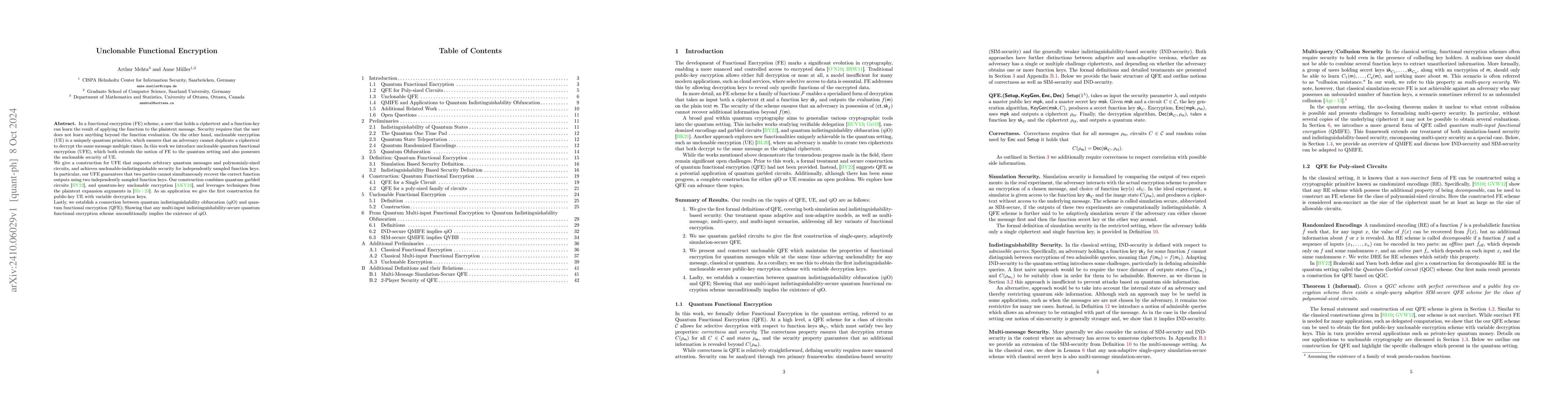 Thumbnail for Unclonable Functional Encryption