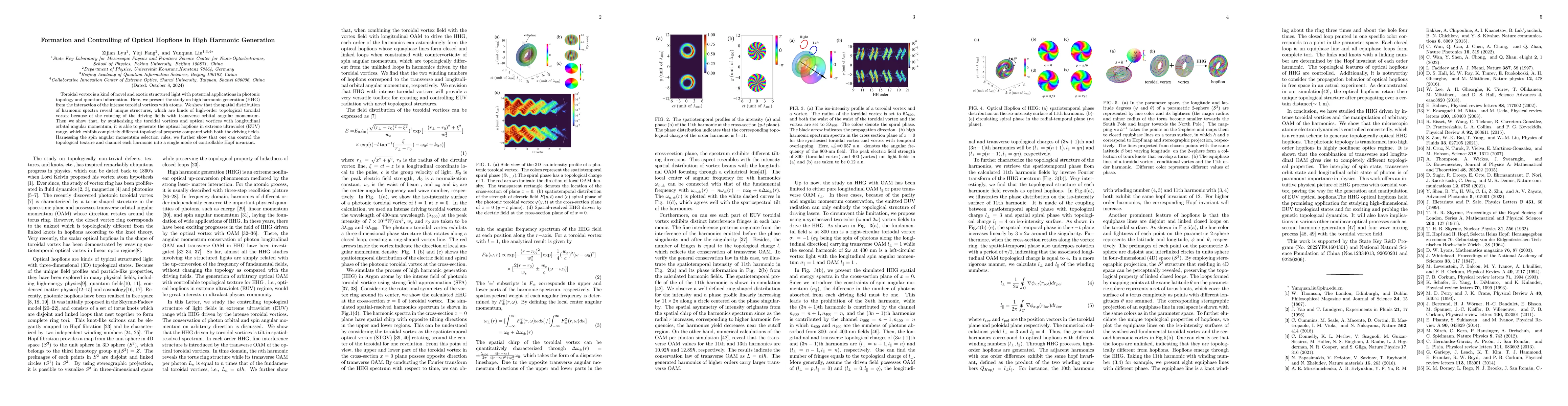 Thumbnail for Formation and Controlling of Optical Hopfions in High Harmonic
  Generation