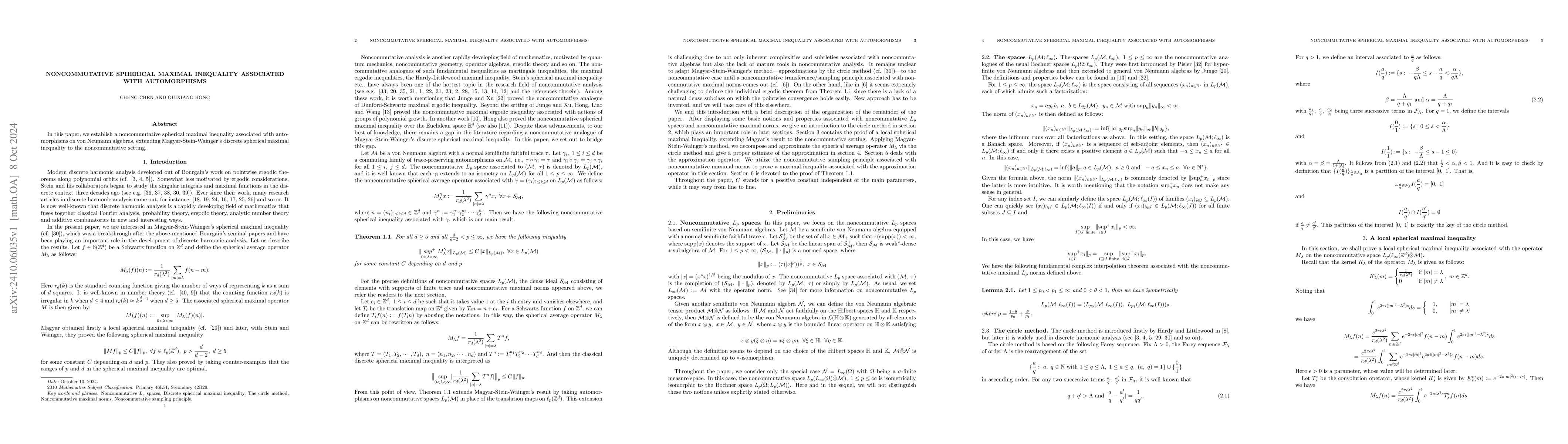 Thumbnail for Noncommutative spherical maximal inequality associated with
  automorphisms