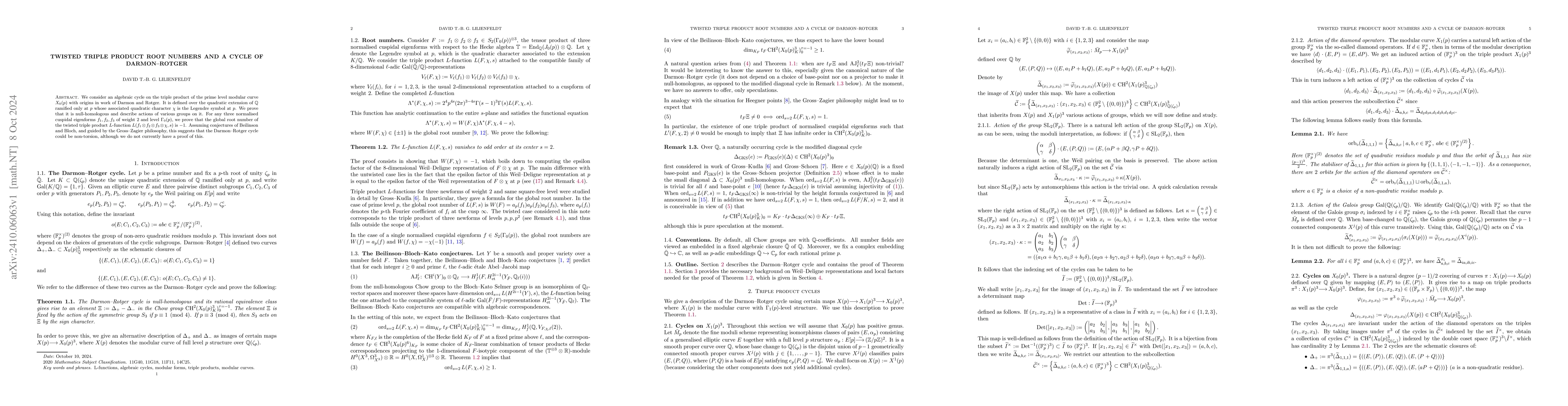 Thumbnail for Twisted triple product root numbers and a cycle of Darmon-Rotger