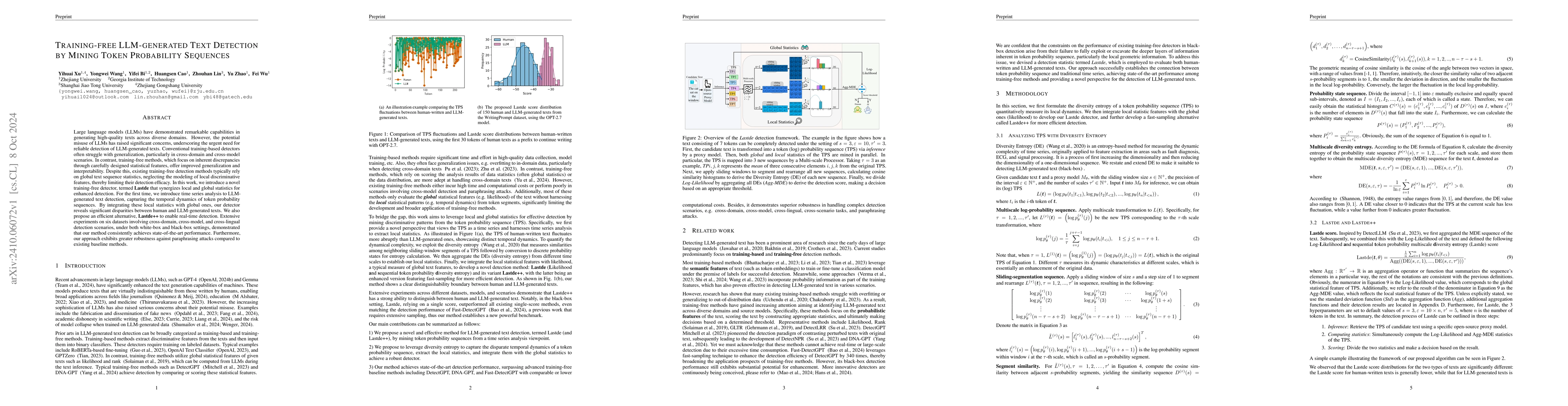 Thumbnail for Training-free LLM-generated Text Detection by Mining Token Probability
  Sequences