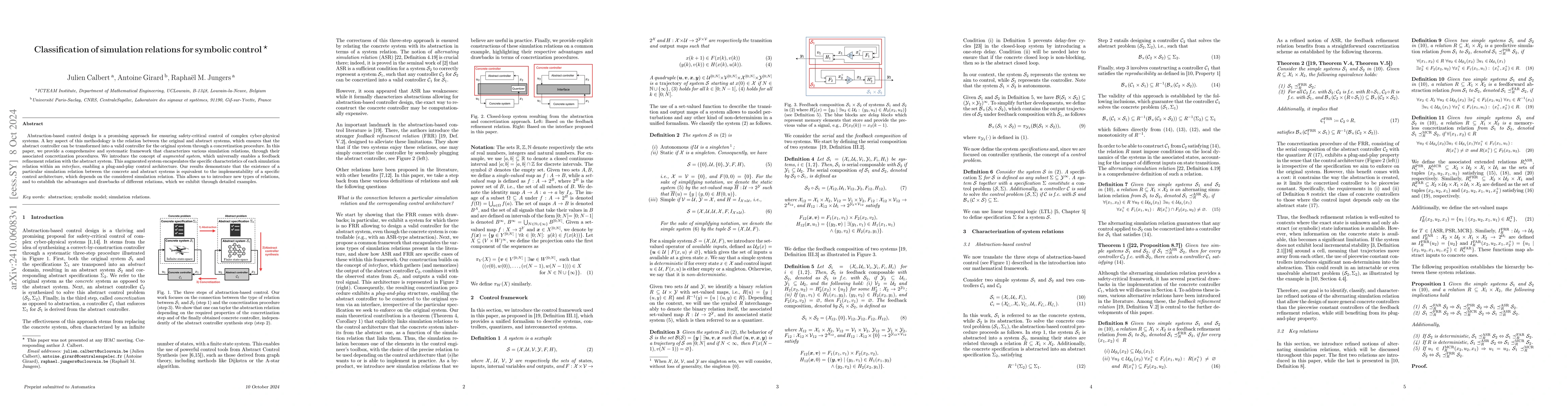 Thumbnail for Classification of simulation relations for symbolic control