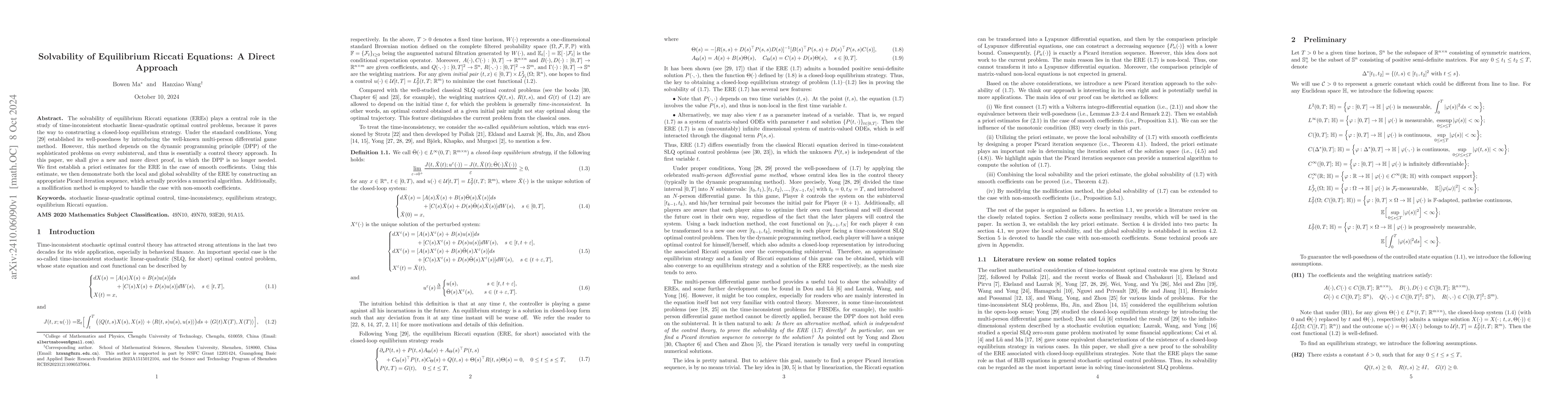 Thumbnail for Solvability of Equilibrium Riccati Equations: A Direct Approach