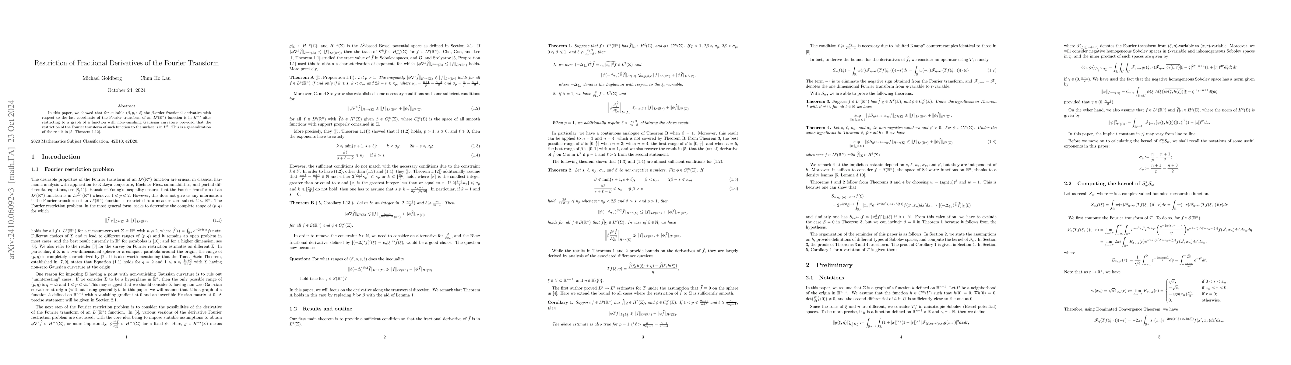 Thumbnail for Restriction of Fractional Derivatives of the Fourier Transform