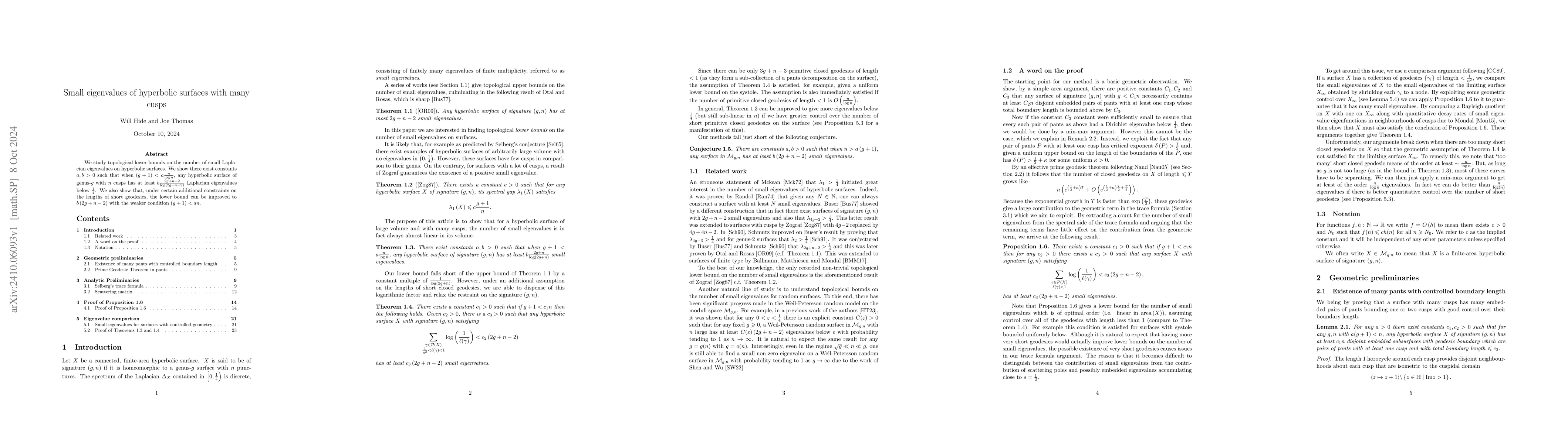 Thumbnail for Small eigenvalues of hyperbolic surfaces with many cusps