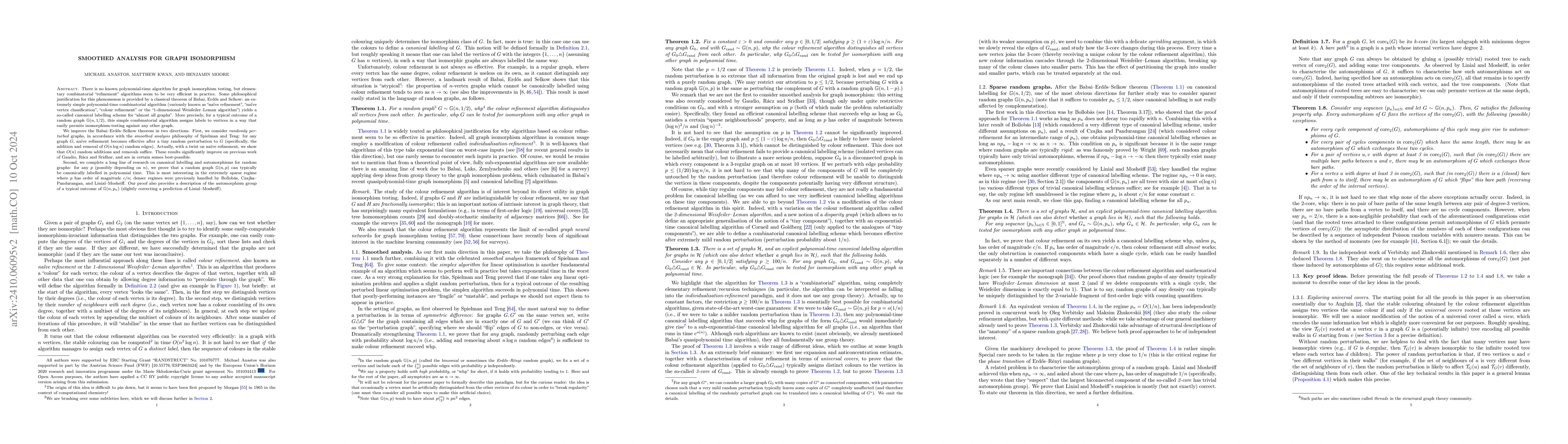 Thumbnail for Smoothed analysis for graph isomorphism