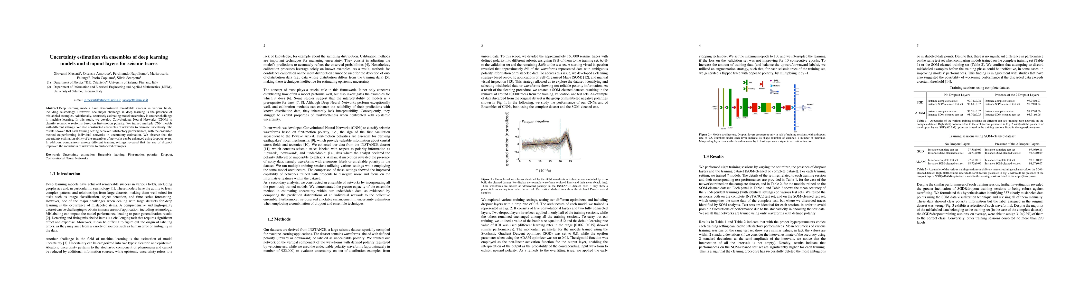 Thumbnail for Uncertainty estimation via ensembles of deep learning models and dropout
  layers for seismic traces