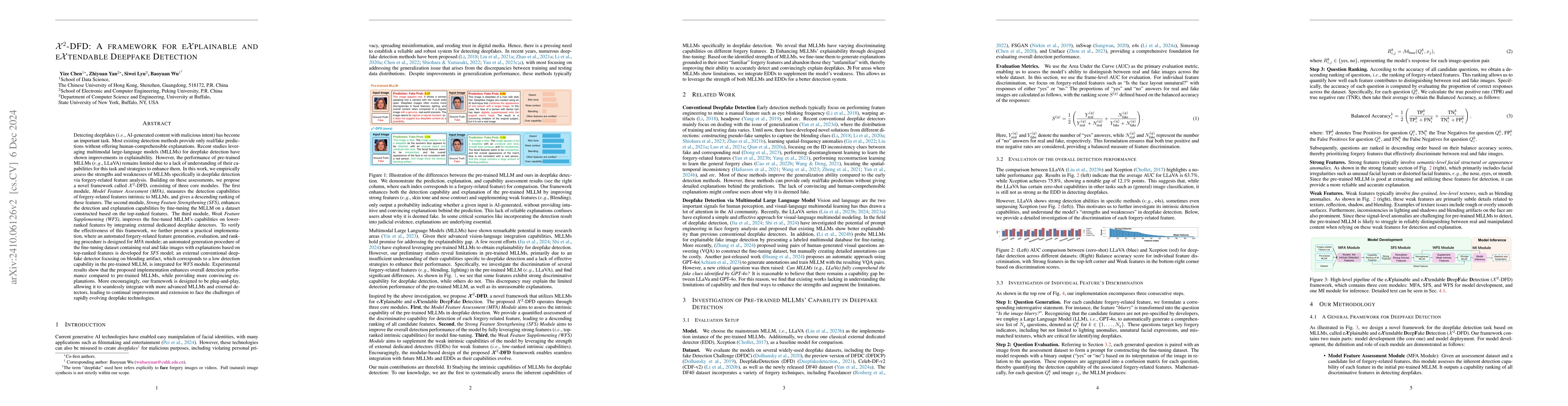 Thumbnail for $\textit{X}^2$-DFD: A framework for e${X}$plainable and e${X}$tendable
  Deepfake Detection