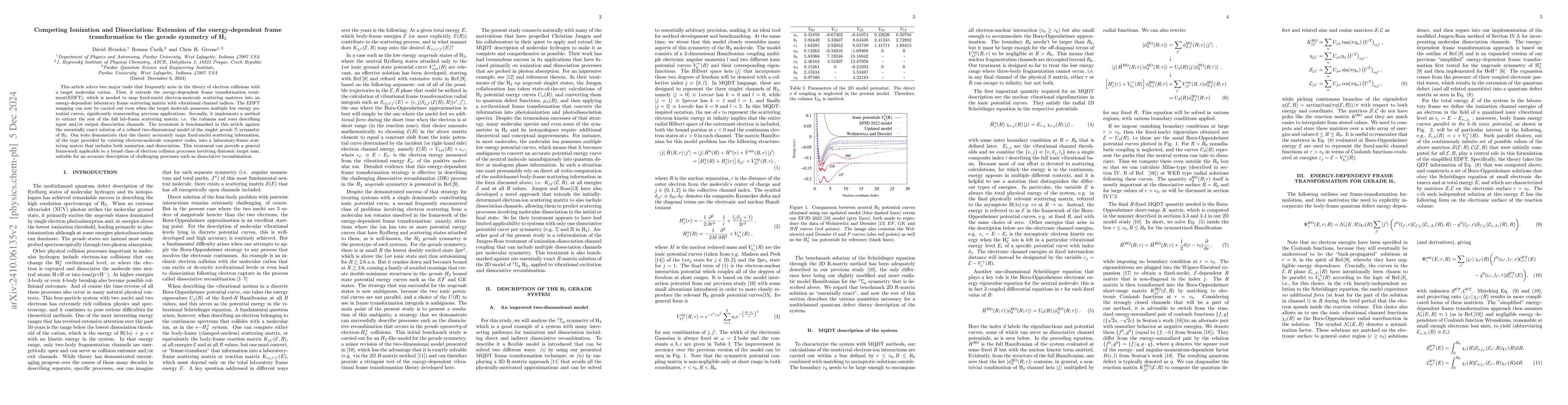 Thumbnail for Competing Ionization and Dissociation: Extension of the energy-dependent
  frame transformation to the gerade symmetry of H$_2$