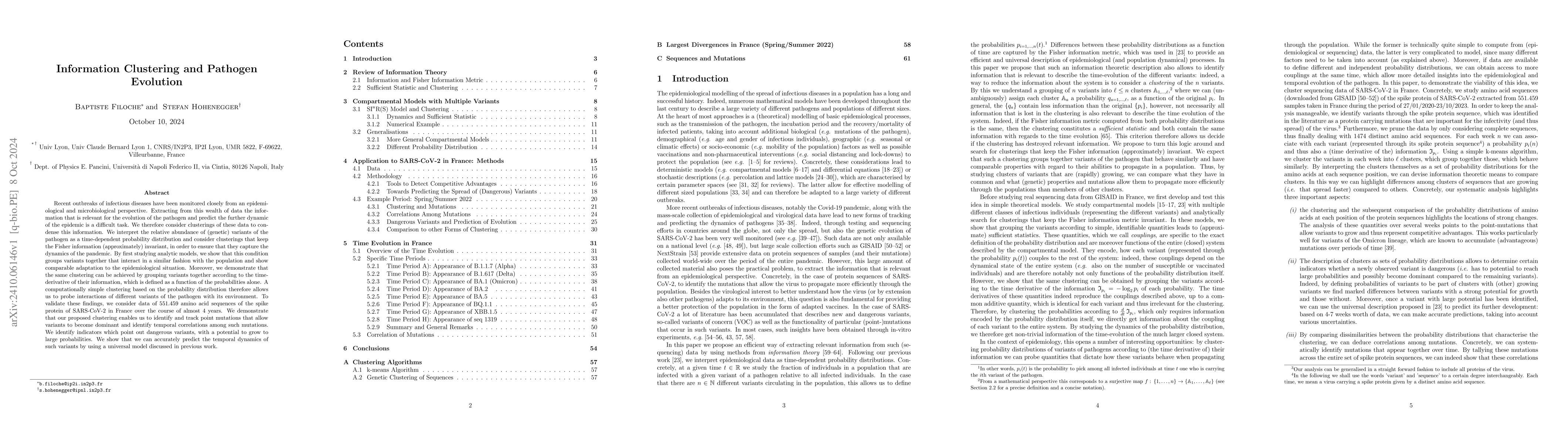 Thumbnail for Information Clustering and Pathogen Evolution