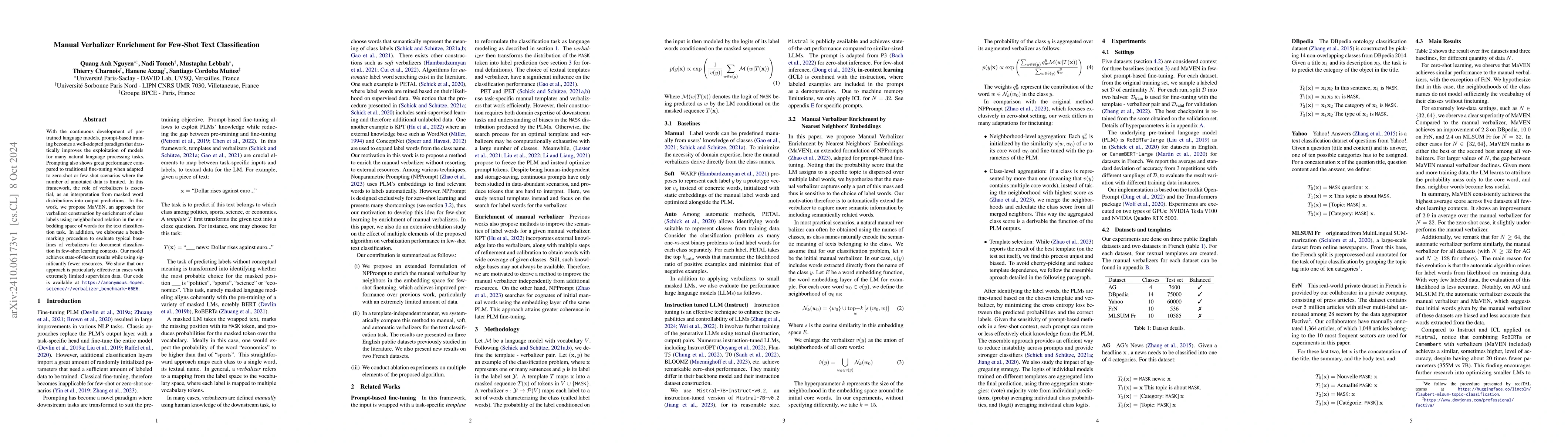Thumbnail for Manual Verbalizer Enrichment for Few-Shot Text Classification