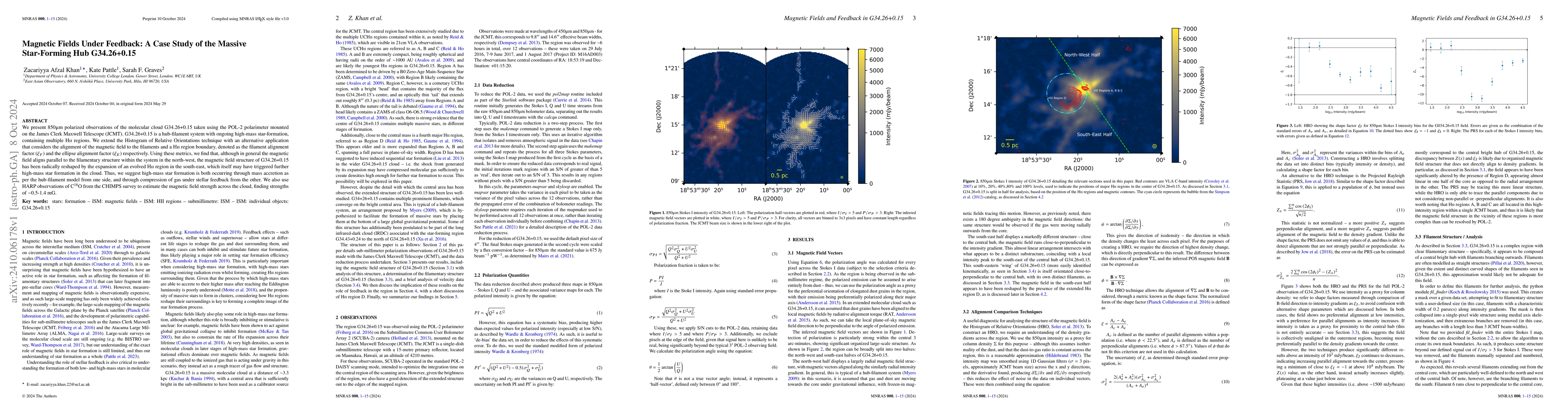 Thumbnail for Magnetic Fields Under Feedback: A Case Study of the Massive Star-Forming
  Hub G34.26+0.15