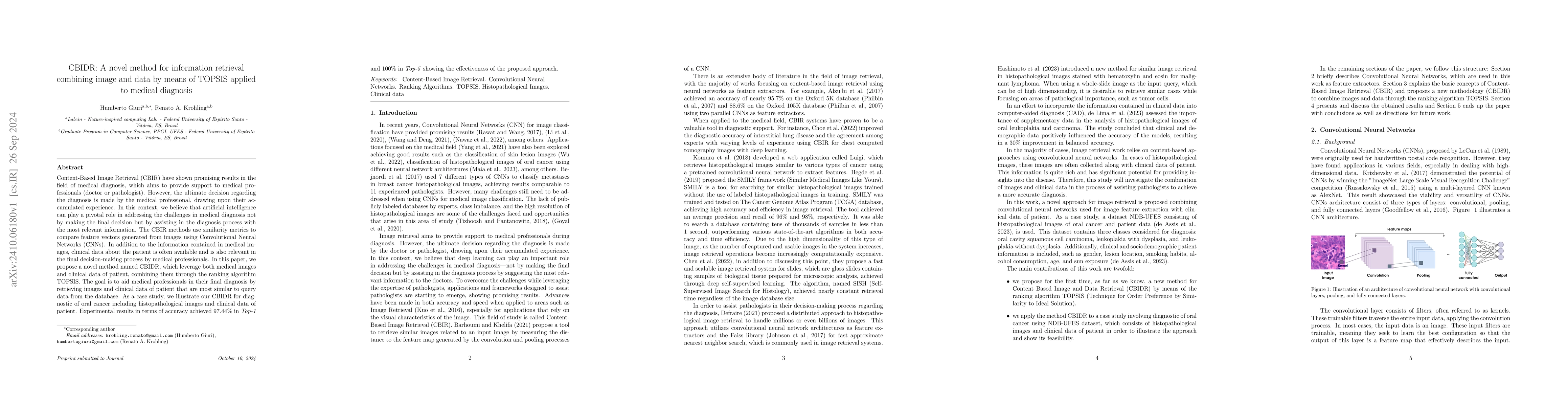 Thumbnail for CBIDR: A novel method for information retrieval combining image and data
  by means of TOPSIS applied to medical diagnosis
