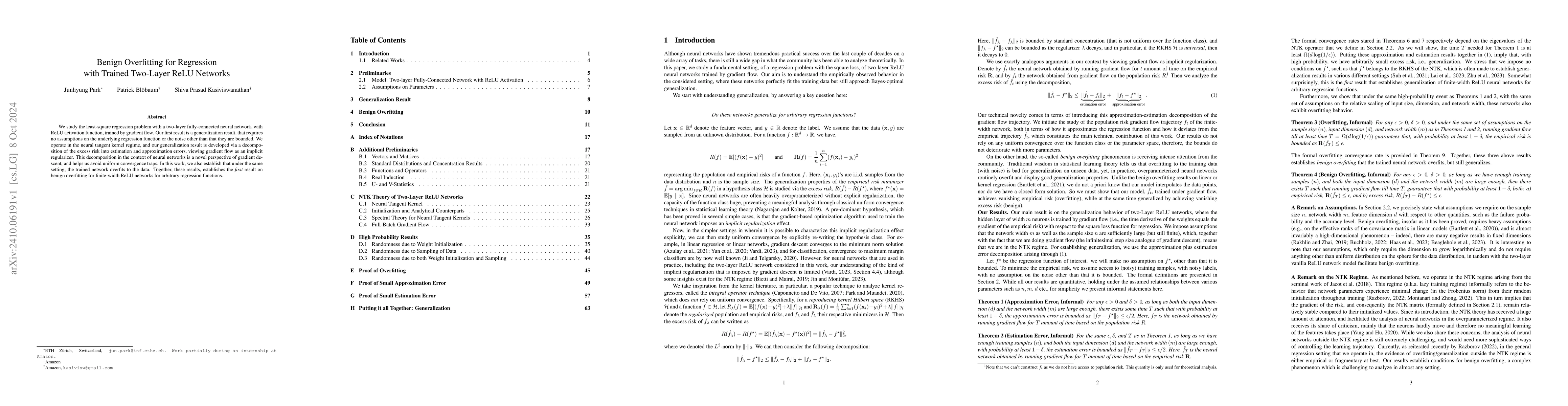 Thumbnail for Benign Overfitting for Regression with Trained Two-Layer ReLU Networks