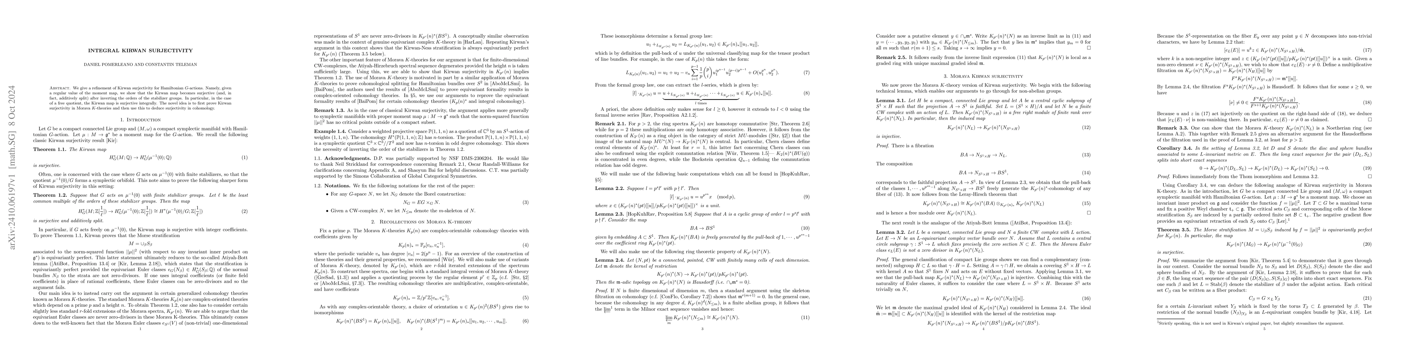 Thumbnail for Integral Kirwan Surjectivity