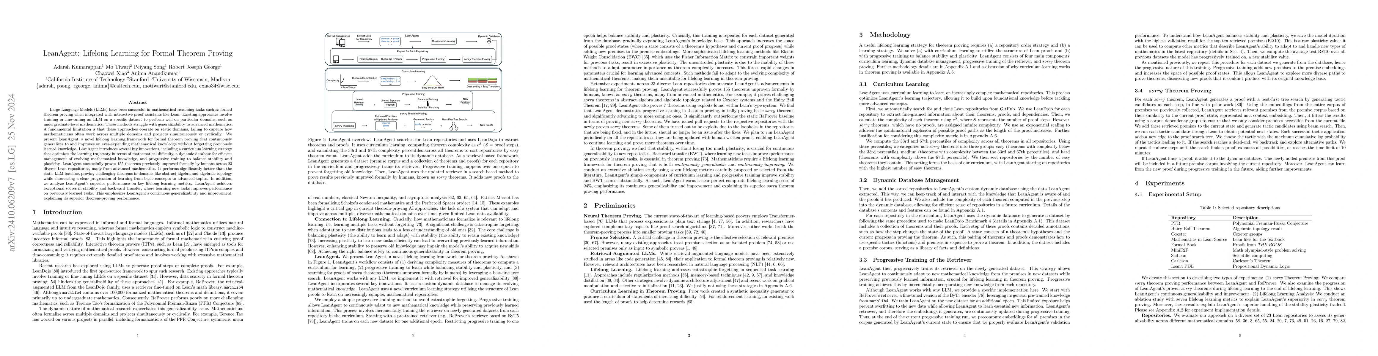 Thumbnail for LeanAgent: Lifelong Learning for Formal Theorem Proving