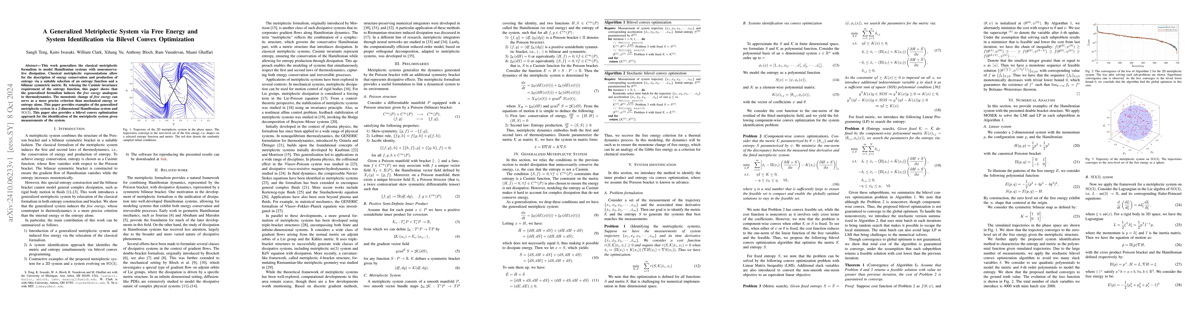 Thumbnail for A Generalized Metriplectic System via Free Energy and
  System~Identification via Bilevel Convex Optimization