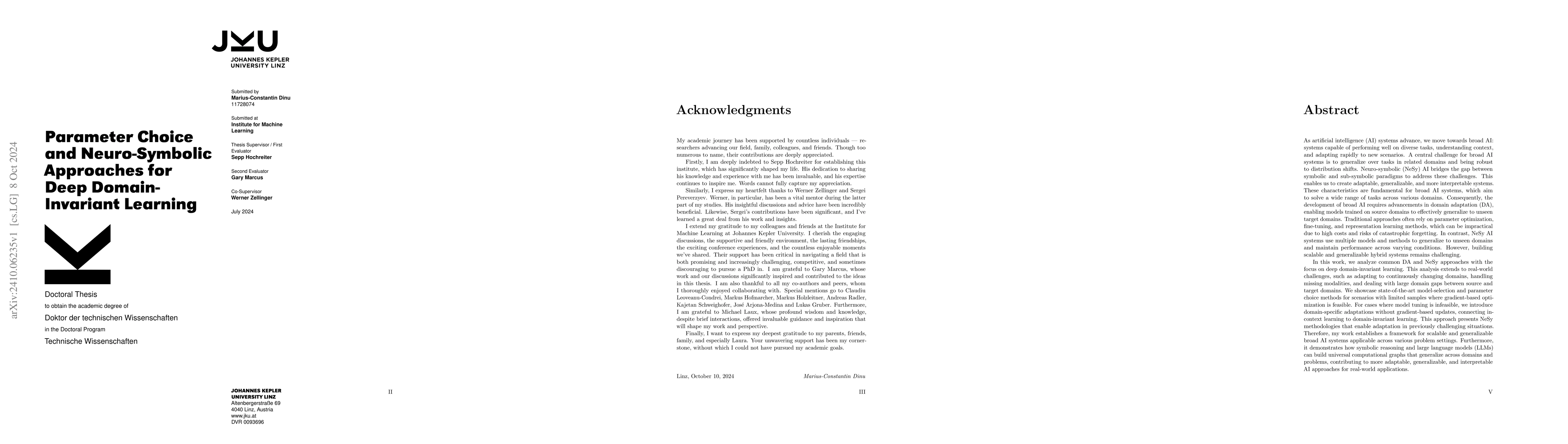 Thumbnail for Parameter Choice and Neuro-Symbolic Approaches for Deep Domain-Invariant
  Learning