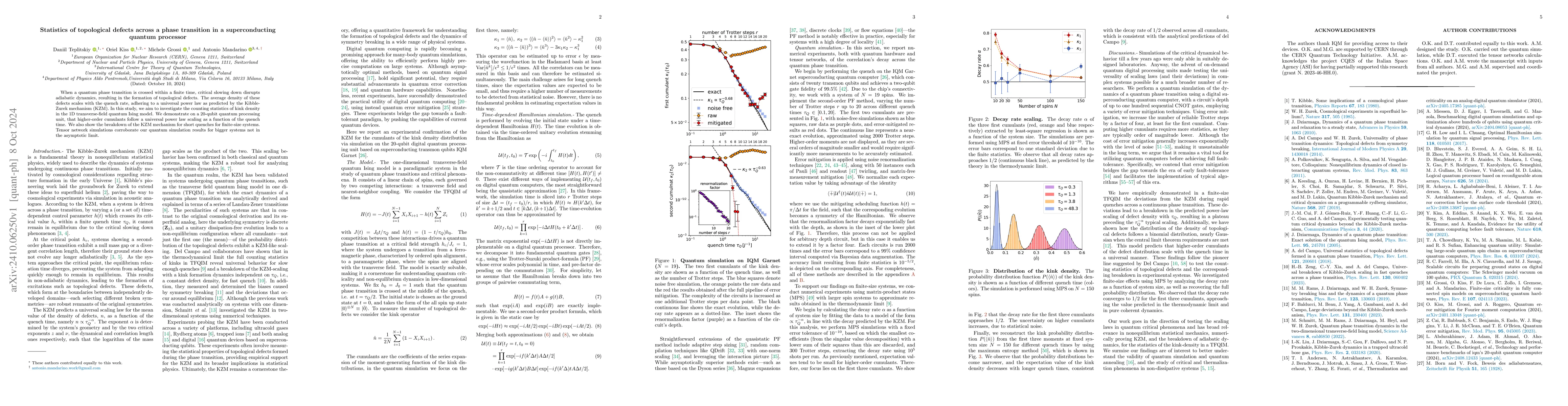 Thumbnail for Statistics of topological defects across a phase transition in a
  superconducting quantum processor