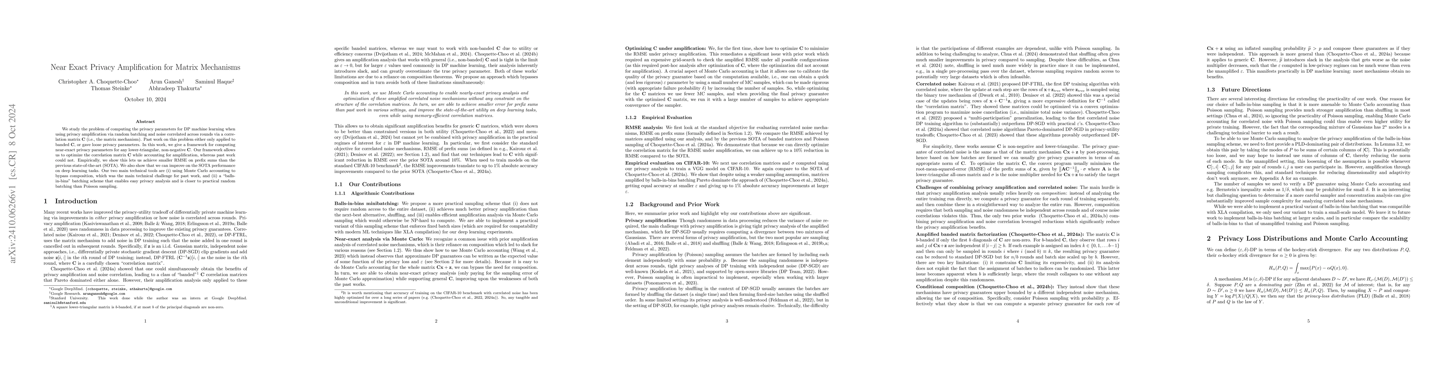 Thumbnail for Near Exact Privacy Amplification for Matrix Mechanisms
