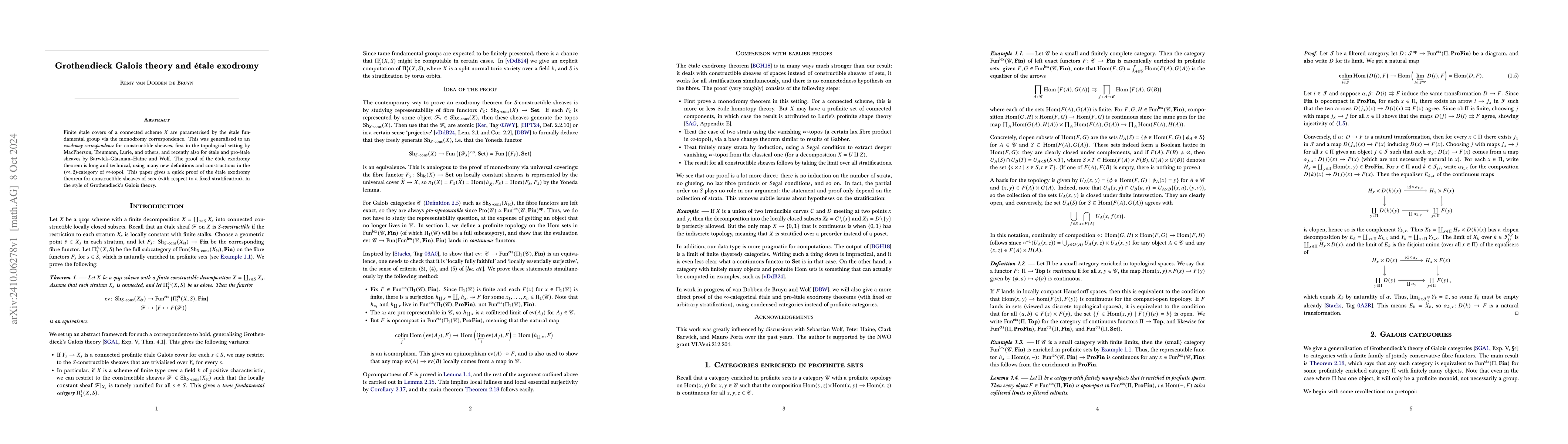 Thumbnail for Grothendieck Galois theory and étale exodromy