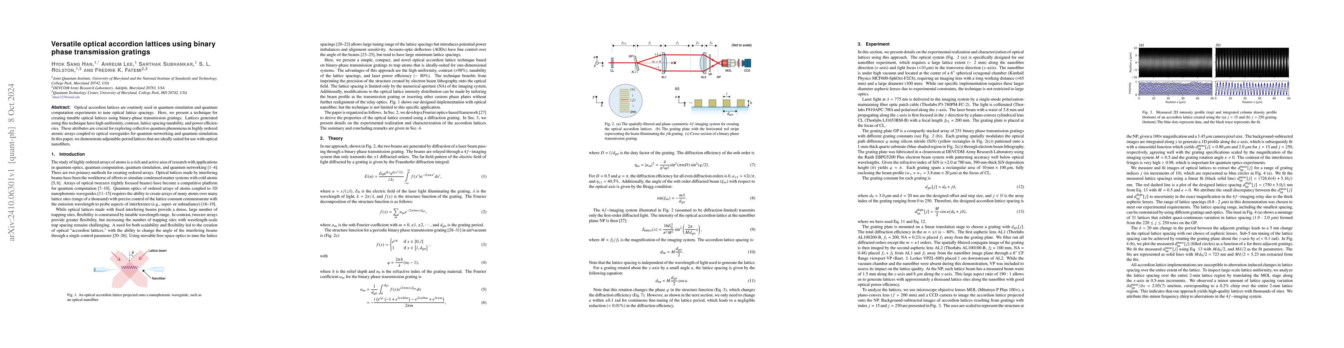 Thumbnail for Versatile optical accordion lattices using binary phase transmission
  gratings