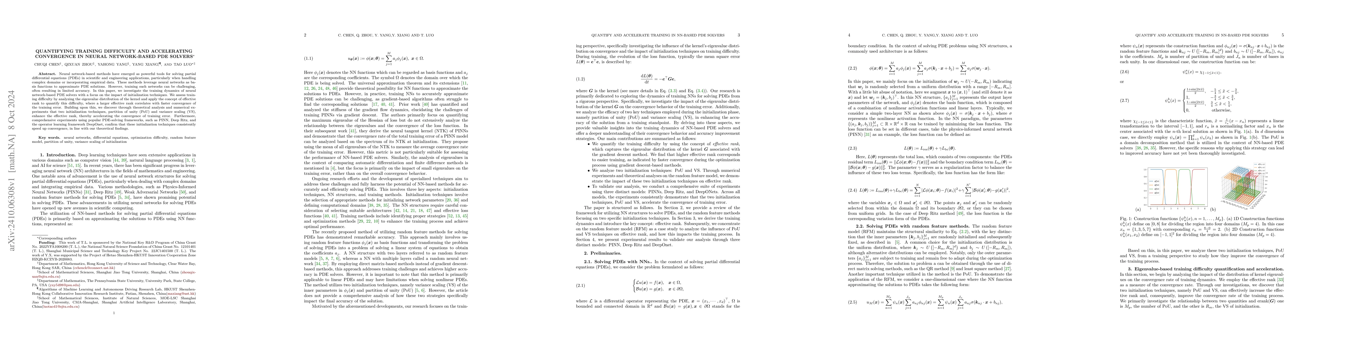 Thumbnail for Quantifying Training Difficulty and Accelerating Convergence in Neural
  Network-Based PDE Solvers
