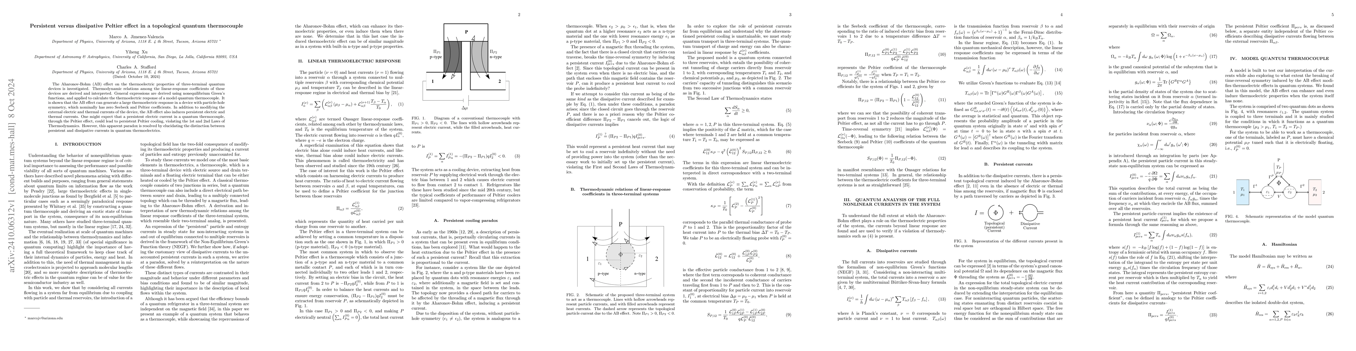 Thumbnail for Persistent versus dissipative Peltier effect in a topological quantum
  thermocouple