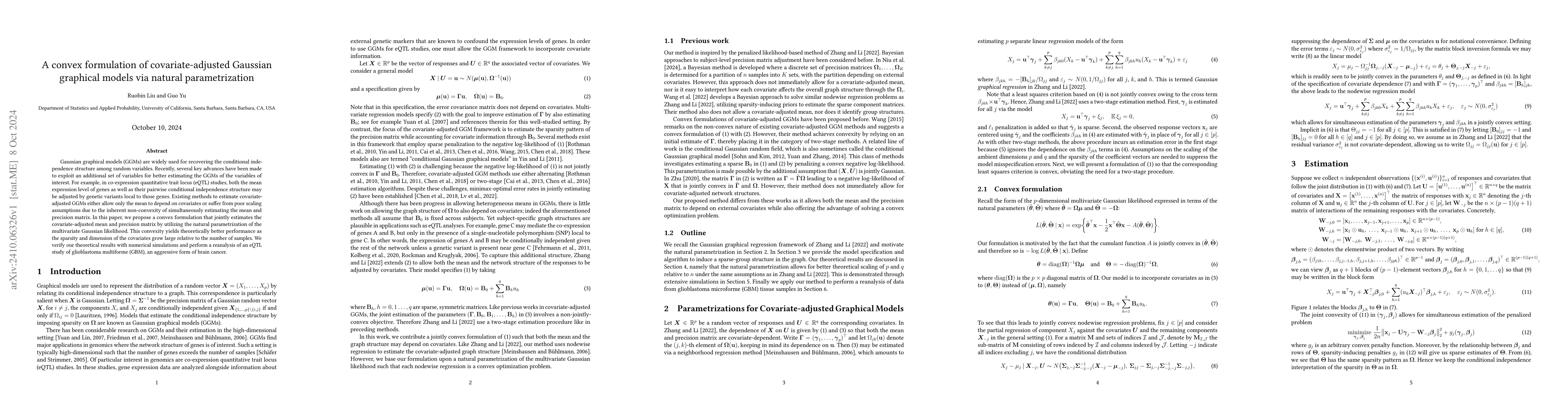 Thumbnail for A convex formulation of covariate-adjusted Gaussian graphical models via
  natural parametrization