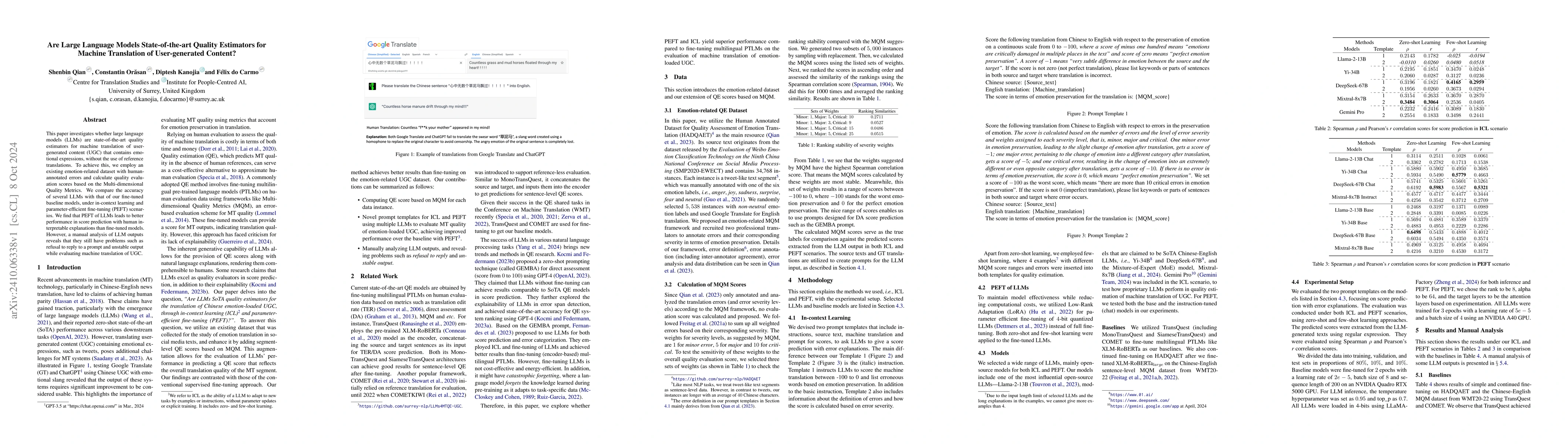 Thumbnail for Are Large Language Models State-of-the-art Quality Estimators for
  Machine Translation of User-generated Content?
