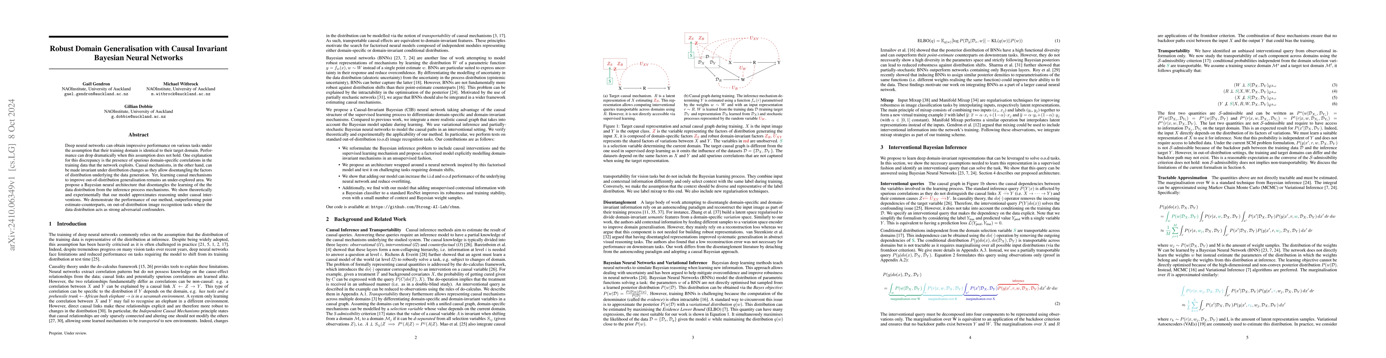 Thumbnail for Robust Domain Generalisation with Causal Invariant Bayesian Neural
  Networks