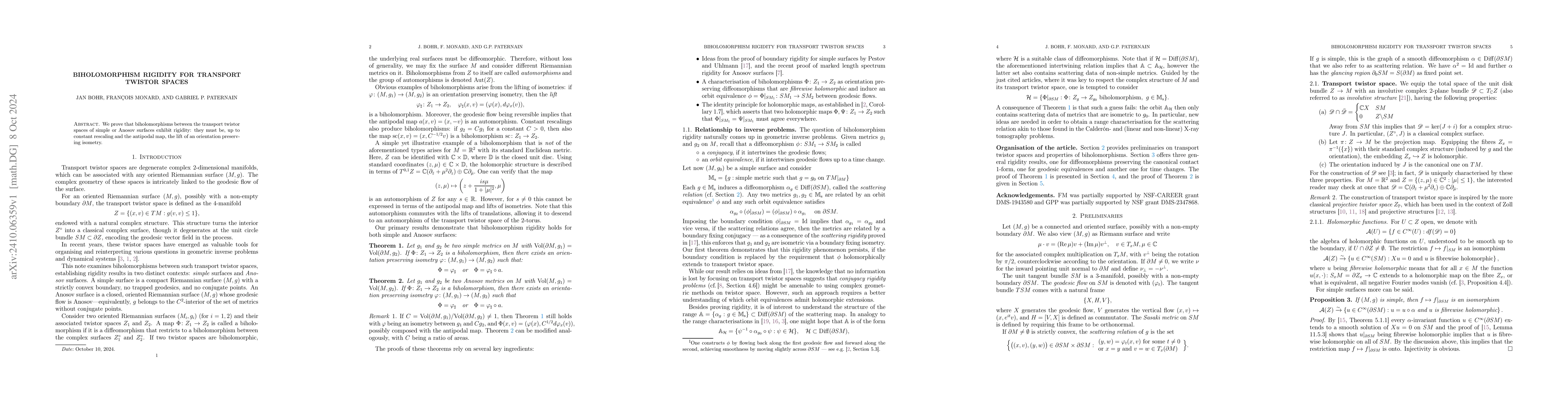 Thumbnail for Biholomorphism Rigidity for Transport Twistor Spaces