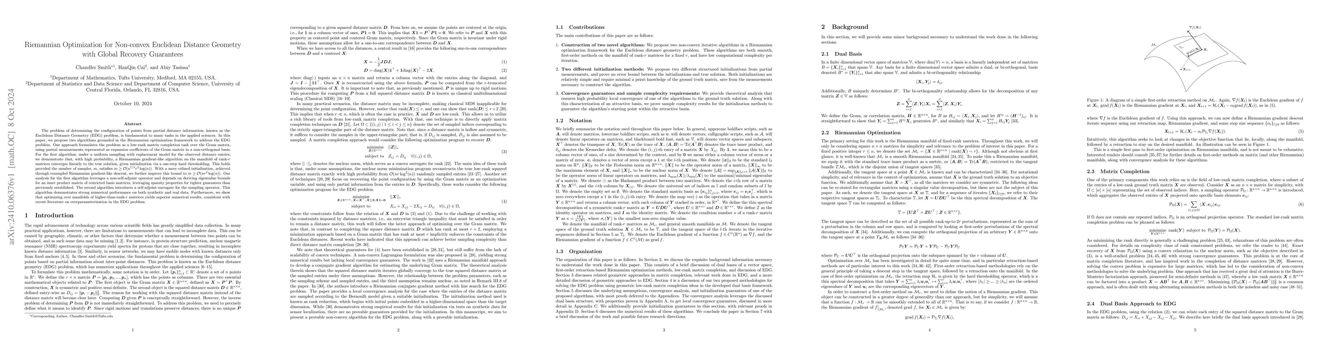 Thumbnail for Riemannian Optimization for Non-convex Euclidean Distance Geometry with
  Global Recovery Guarantees