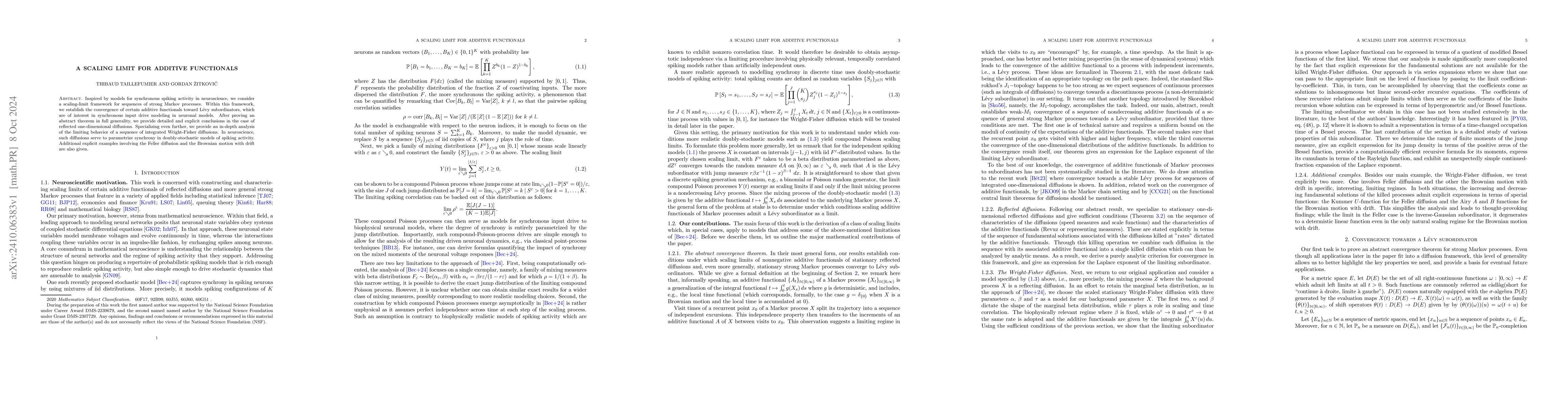 Thumbnail for A scaling limit for additive functionals