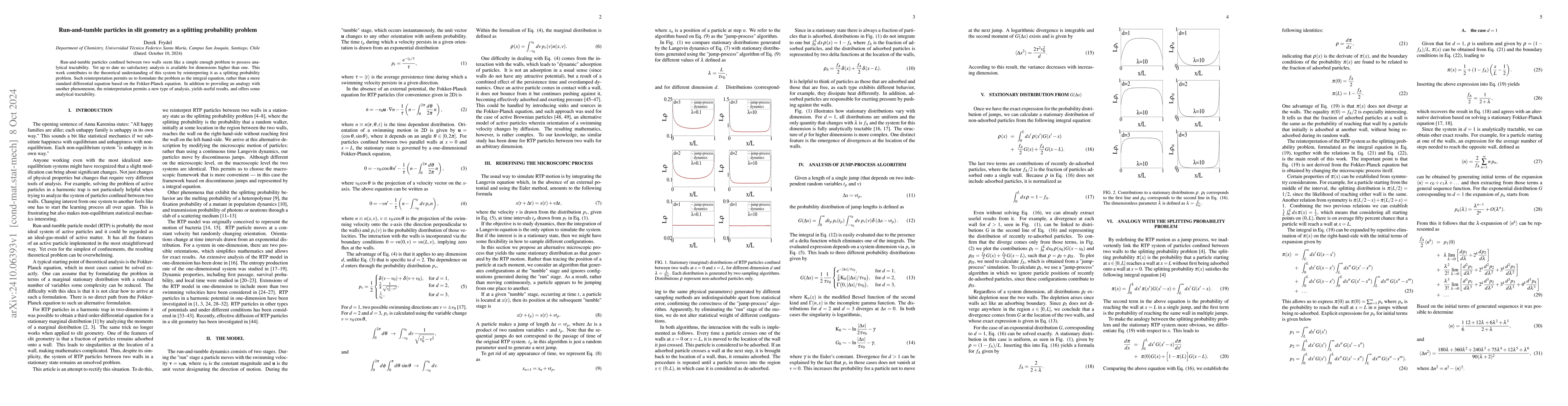 Thumbnail for Run-and-tumble particles in slit geometry as a splitting probability
  problem