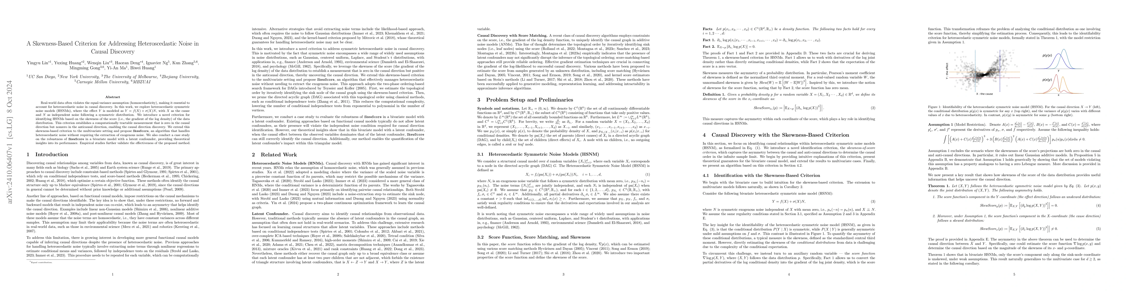 Thumbnail for A Skewness-Based Criterion for Addressing Heteroscedastic Noise in
  Causal Discovery