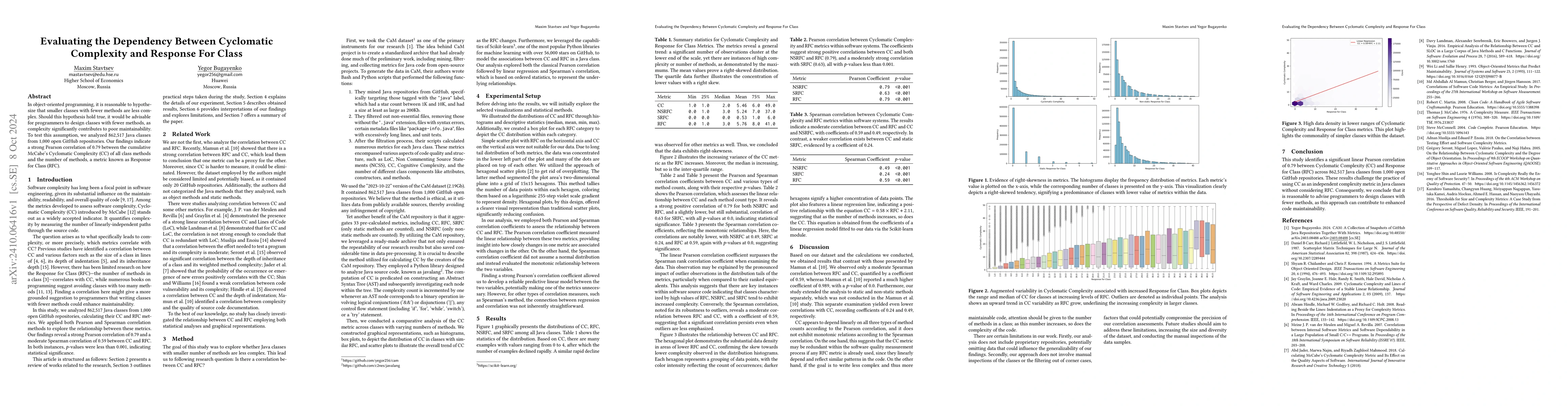 Thumbnail for Evaluating the Dependency Between Cyclomatic Complexity and Response For
  Class