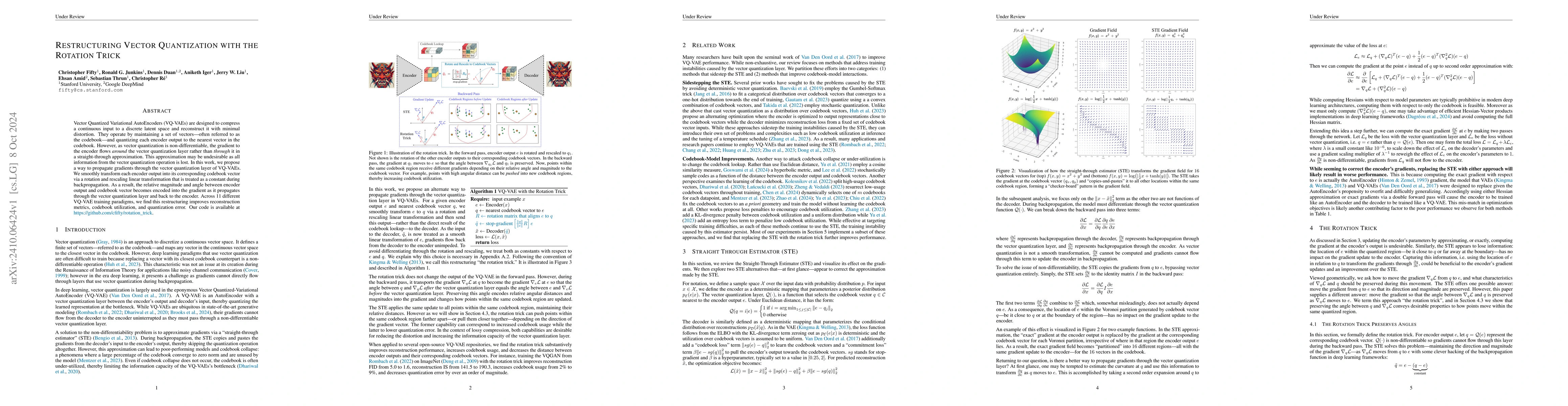 Thumbnail for Restructuring Vector Quantization with the Rotation Trick