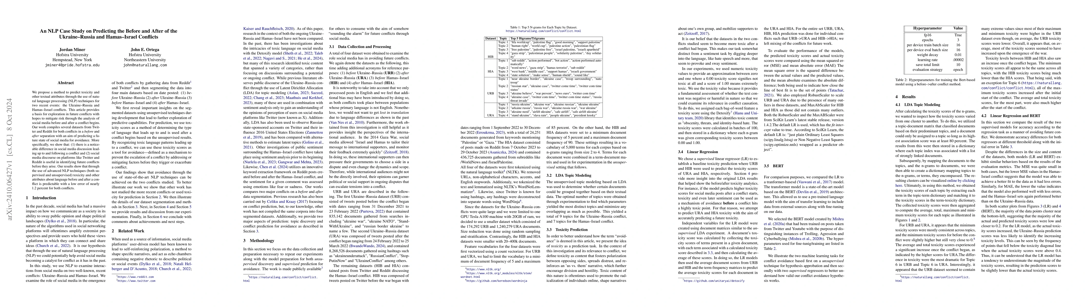 Thumbnail for NLP Case Study on Predicting the Before and After of the Ukraine-Russia
  and Hamas-Israel Conflicts