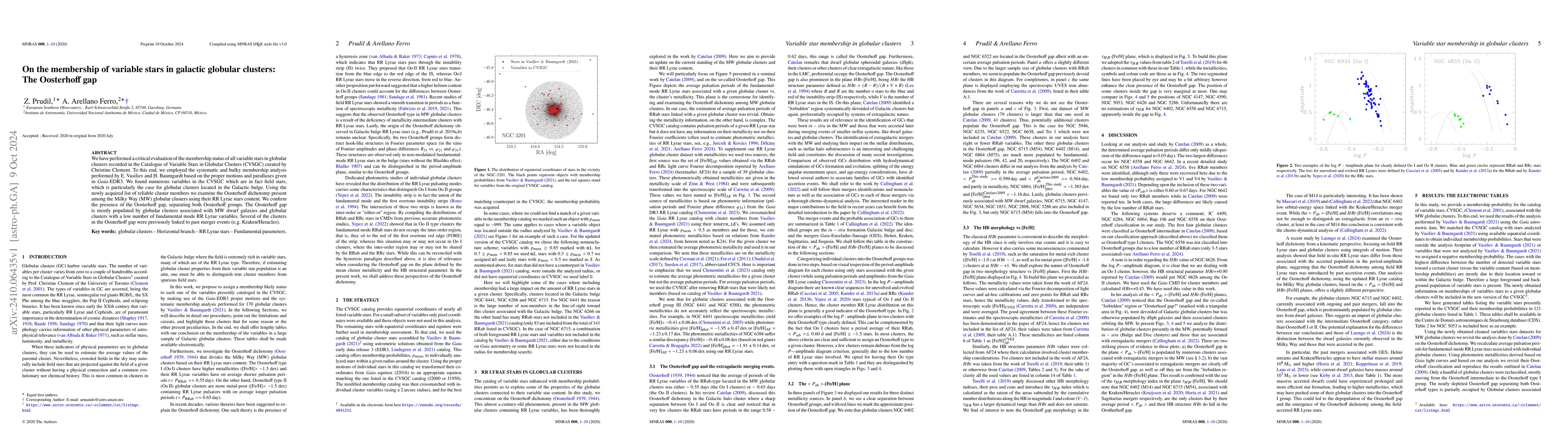 Thumbnail for On the membership of variable stars in galactic globular clusters: The
  Oosterhoff gap