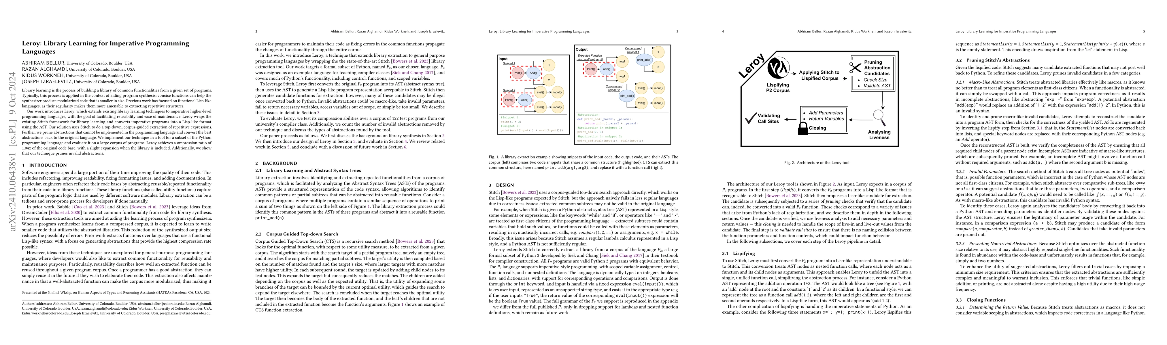 Thumbnail for Leroy: Library Learning for Imperative Programming Languages